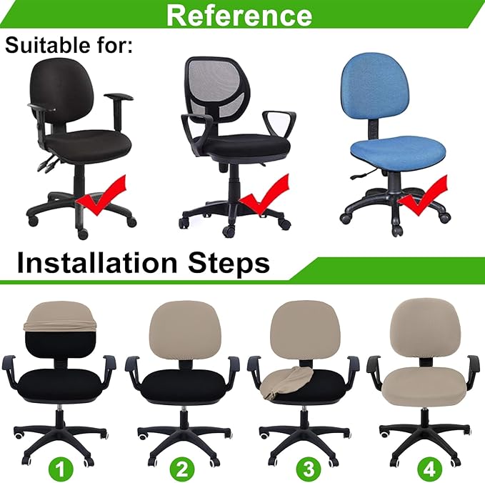 Smiry Stretch Jacquard Office Computer Chair Covers, Removable Washable Universal Desk Rotating Chair Slipcovers Protector, Seat + Backrest Cover, Taupe