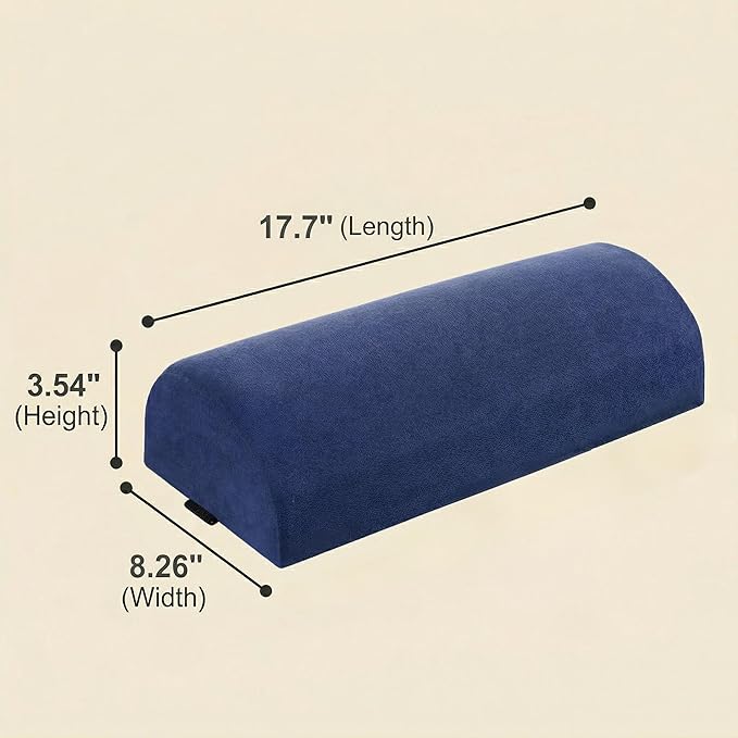 Under Knee Pillow, Half Moon Leg Pillow - Memory Foam Ergonomic Support Pillow for Side & Back Sleepers, Pain Relief & Alignment, Under Knee, Lumbar & Multi-Use Bolster Blue
