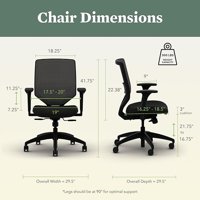 HON Solve Office Chair, Ergonomic Office Chair Mesh Back Support, Adjustable Lumbar Support, Height Adjustable Arms, Titanium Frame, Peacock