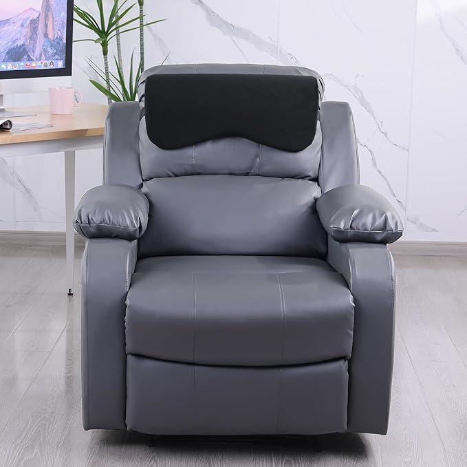 HOMBYS Cervial Neck Pillow for Recliner, Foam Headrest Cushion for Sleeping, Medium Firm Neck Support for Couch, Office Chair and Car, Non-Slip Backing and Elastic Straps, Black
