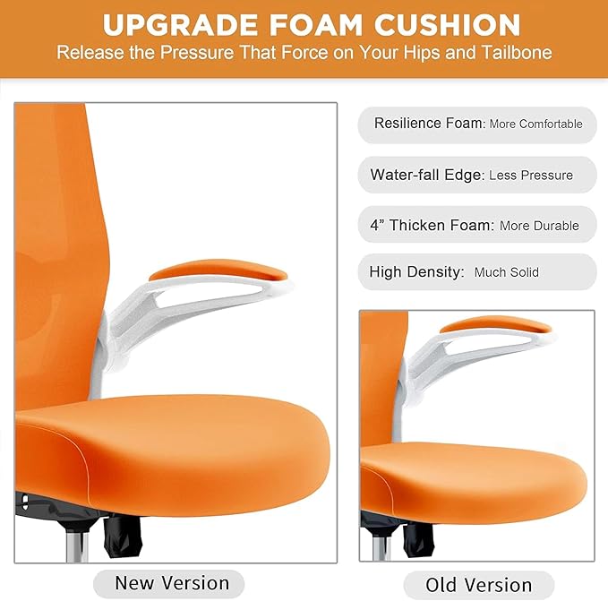 Mimoglad Office Chair, High Back Ergonomic Desk Chair with Adjustable Lumbar Support and Headrest, with flip-up Armrests for Guitar Playing, 5 Years Warranty (Modern, Sunset Glow)