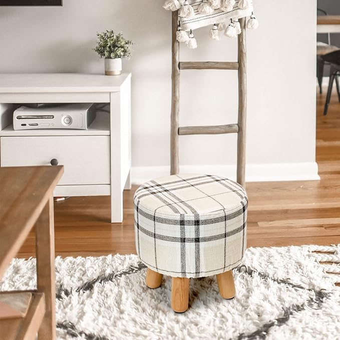 H&B Luxuries Fabric Round Padded Ottoman Foot Rest Stool