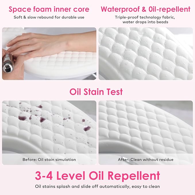 Nail Arm Rest for Nails Tech, BORNBYME Update PU Leather Fish Pattern U-shaped Hand Nail Stand Rest for Manicure, White