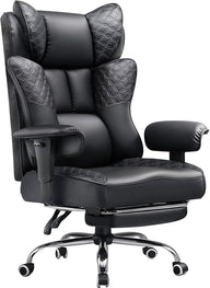 GTPLAYER Big and Tall Office Chair Wide Ergonomic Gaming Chair with Deluxe Embossing Designed Leather with Foot Rest,150°Reclining Adjustable Soft Armrests Pocket Spring Back Support and Pillow