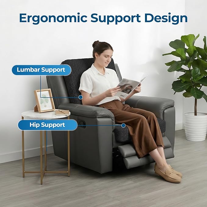 Ganondorf Extra Large Egg Crate Recliner Seat Cushion for Elderly Tufted Furry Booster Foam Cushion, Pressure Relief for Long Sitting Orthopedic Chair Cushion for Recliners Office Chairs, Black