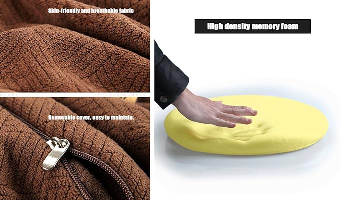 Sigmat Memory Foam Seat Cushion Anti-Slip Soft Round Chair Pad 18 Inch Grey