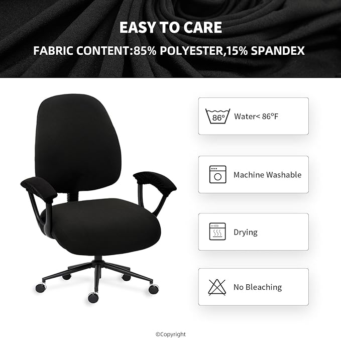 Stretchable Split Office Chair Seat Covers - Universal Stretch Computer Chair Slipcover - Washable Rotating Backrest Coverings & Cushion Protectors & Armrest Covers for Dogs, Cats, Pets
