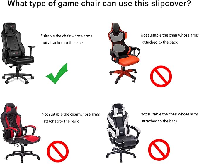 WOMACO Gaming Chair Slipcover Stretch Seat Chair Cover for Leather Computer Reclining Racing Ruffled Gamer Chair Protector (Blue, One-Size)