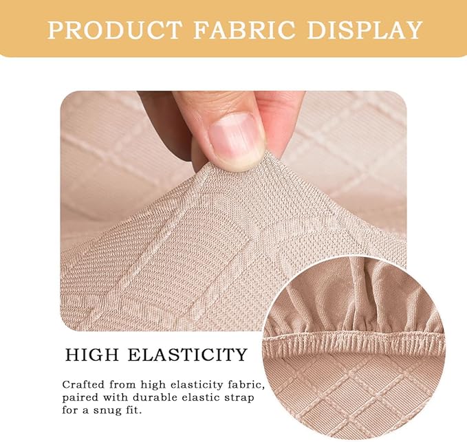 Ergonomic Office Chair Covers Set with Headrest Cover Stretch Desk Computer Chair and Headrest Slipcovers Washable Protector Slipcovers for Swivel Computer Chair 4 Pieces Camel