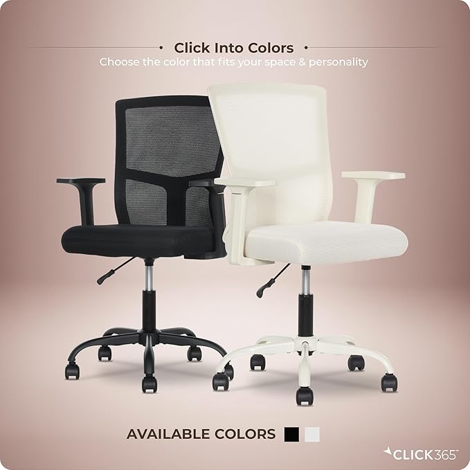AeroCore M120 Ergonomic Mesh Office Chair, Breathable DeskChair with Lumbar Support, Cushioned Seat, Adjustable Height, Fixed Arms & Swivel, 275lbs Capacity, Cream