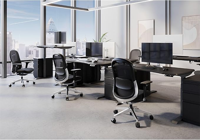 WorkPro® Uomo Ergonomic Mesh/Fabric Mid-Back Office Chair, Black/Chrome, BIFMA Compliant