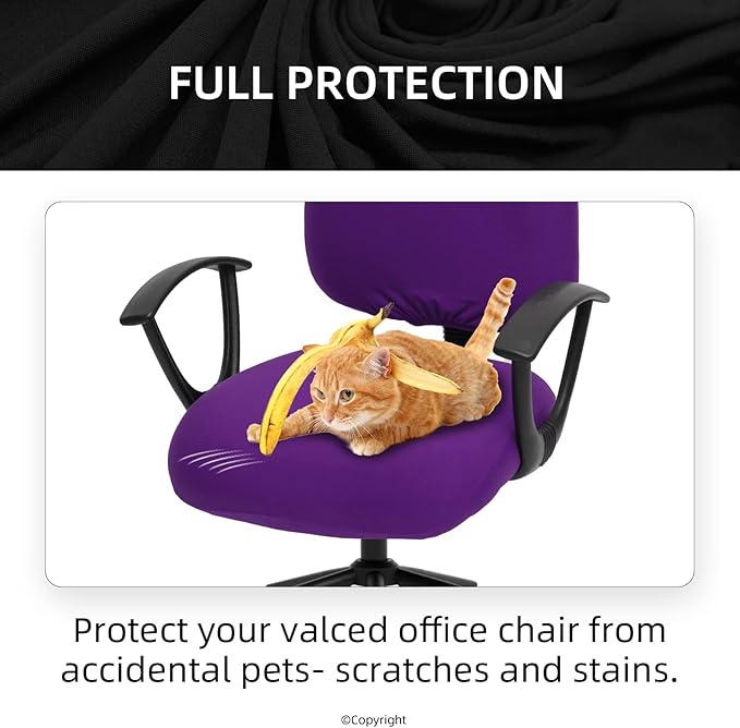 Super Stretchable Separate Office Chair Seat Covers - Universal Spandex Computer Chair Slipcover - 180GSM Washable Rotating Backrest Coverings & Cushion Protectors for Dogs, Cats, Pets
