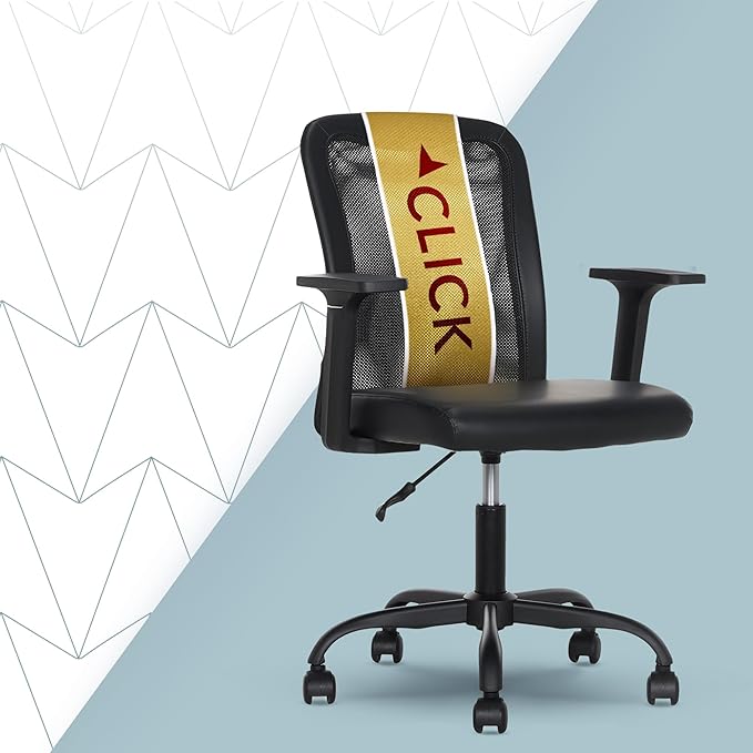 AeroCore M110 Ergonomic Mesh Office Chair, Mid-Back Desk Chair with Lumbar Support, Adjustable Height 360 Swivel, Rolling Wheels, Padded Seat, Small Space Home Office, 275 lb Capacity, Black