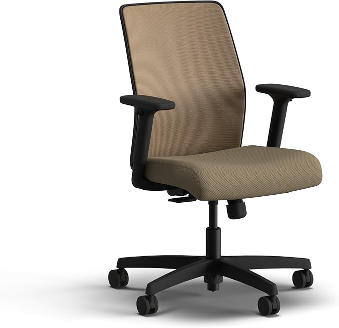 HON Ignition 2.0 Low Back Task Chair, Spectrum Mesh, Standard Synchro-Tilt Control, Office Chair with Lumbar Support, Height and Width Adjustable Arms, Black Frame, Quicksand