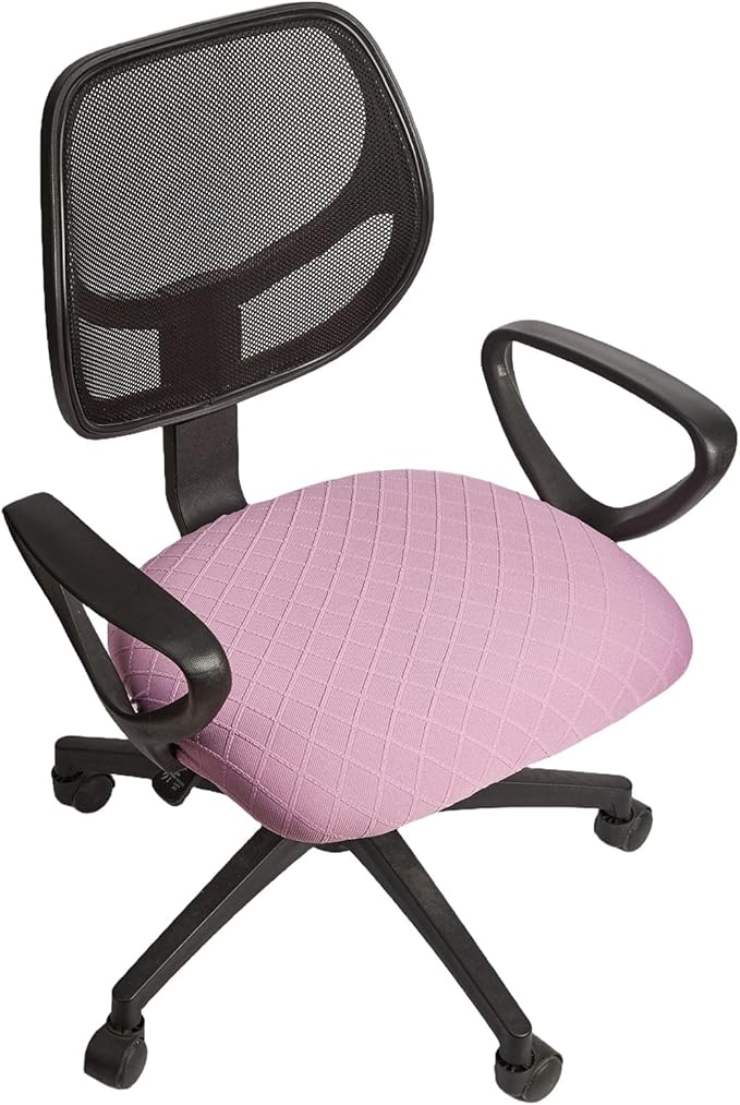 Melaluxe Stretch Jacquard Office Chair Cover, Removable Washable Desk Chair Cover Rotating Chair Seat Slipcover, Light Purple