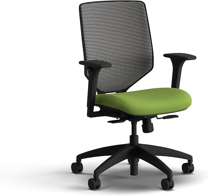 HON Solve Office Chair, Ergonomic Office Chair Mesh Back Support, Adjustable Lumbar Support, Height Adjustable Arms, Black Frame, Pear