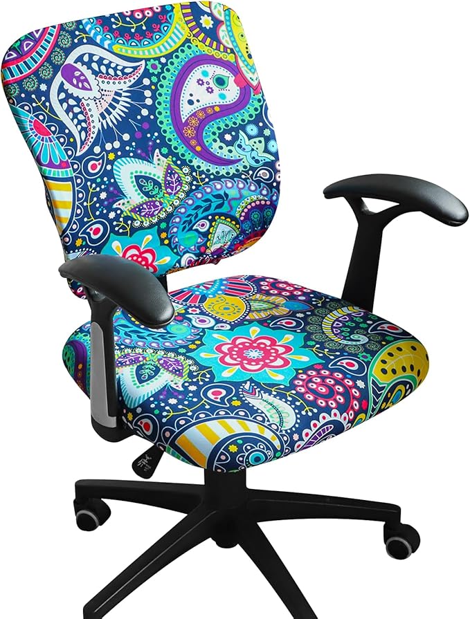 FORCHEER Desk Chair Cover Stretch Boho Office Chair Covers Two Piece for Split Office Chairs Stretchable