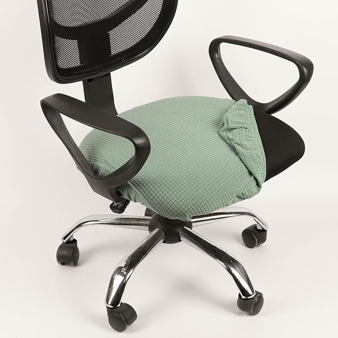 Melaluxe Stretch Jacquard Office Chair Cover, Removable Washable Desk Chair Cover Rotating Chair Seat Slipcover, Matcha