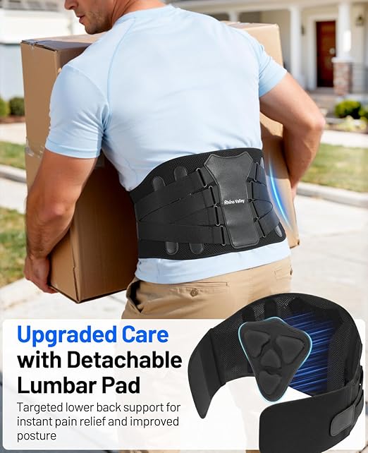 Back Brace for Men, Support Brace for Lower Back Pain Relief, Adjustable Lumbar Support Belt with Lumbar Pad, Ergonomic Breathable Immediate Relief Brace for Herniated Disc Sciatica Scoliosis, XL
