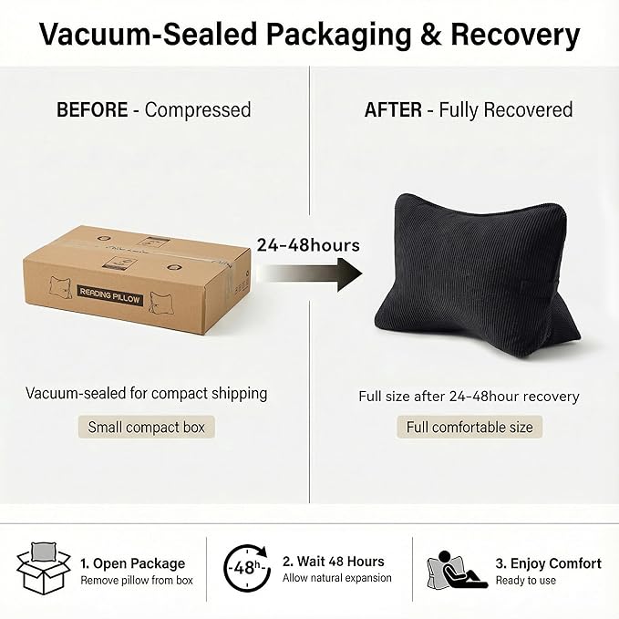 Pat. Pend. Corduroy Lumbar Support Back Pillow for Sitting, Back Cushion for Sofa or Bed Sitting, Gaming, Reading & Watching TV, Ergonomic Triangle Backrest Pillow, Lamp Black