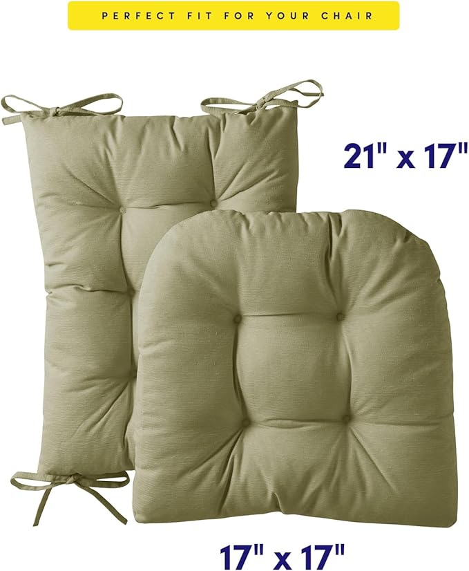 Rocking Chair Cushion Premium Pads Non Skid Slip Backed Set of Upper and Lower with Ties