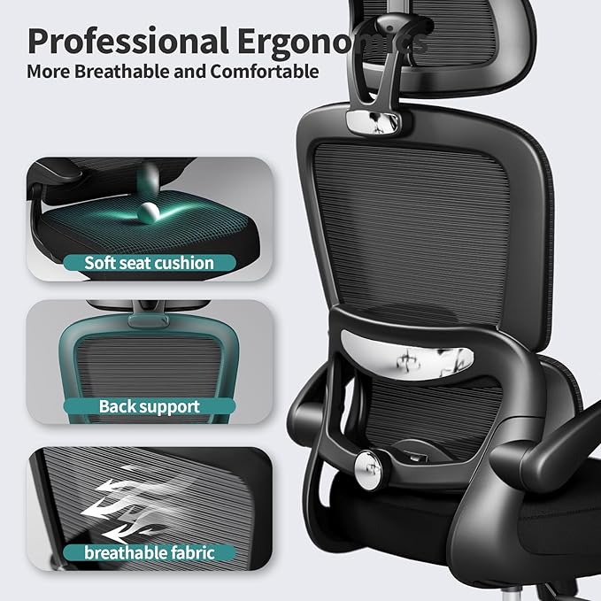 TRALT Office Chair Ergonomic Desk Chair, 330 LBS Home Mesh Office Desk Chairs with Wheels, Comfortable Gaming Chairs Black, Pack of 5