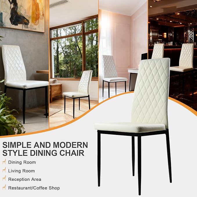 Lightdot Dining Chairs Set of 2, Moden Kitchen Table Chairs with Mental Legs and Upholstered Faux Leather for Dining Room/Kitchen/Living Room/Restaurant
