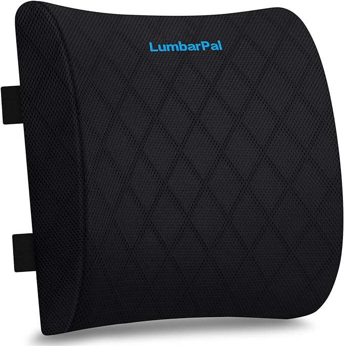 LumbarPal Lumbar Support Pillow for Office Chair Back Support Lumbar Pillow for Car, Gaming, Office Chair - Improve Sitting Posture & Back Pain Relief, Memory Foam, Adjustable Straps, Black