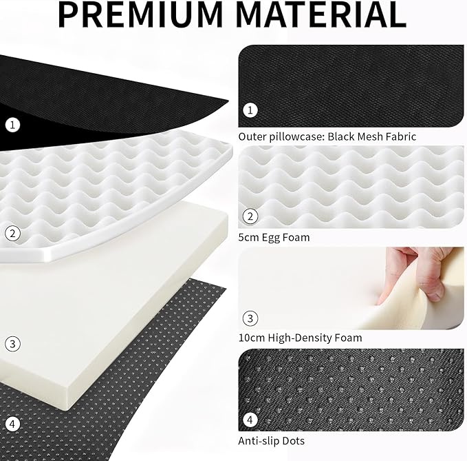5.9" Extra Thick Chair Cushions, Office Chair Booster Seat Cushion 17.7x15.7x5.9 Inch Foam Recliner Cushions with Zipper Removable Mesh Fabric Cover