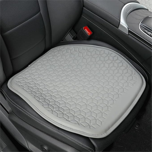 Thin Gel Seat Cushion for Car Seat, Office Chair, Wheelchair, Golf Cart - Non-Slip Car Seat Cushions with 0.7 Inch Gel - Sciatica & Coccyx Pain Relief (Leather, Grey)