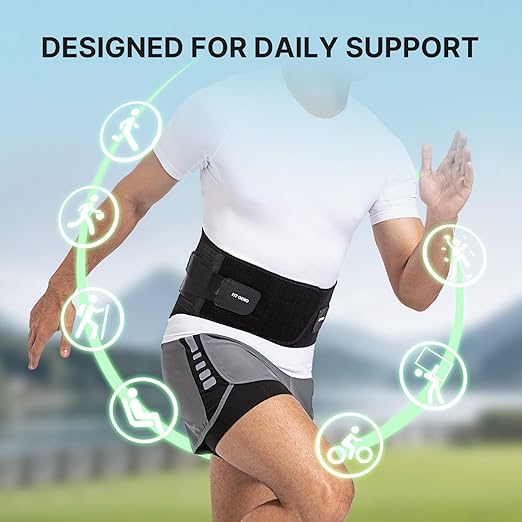 Fit Geno Back Brace for Lower Back Pain Men & Women: Adjustable Lumbar Support Brace for Pain Relief - Breathable Waist Belt for Comfort - XS/S