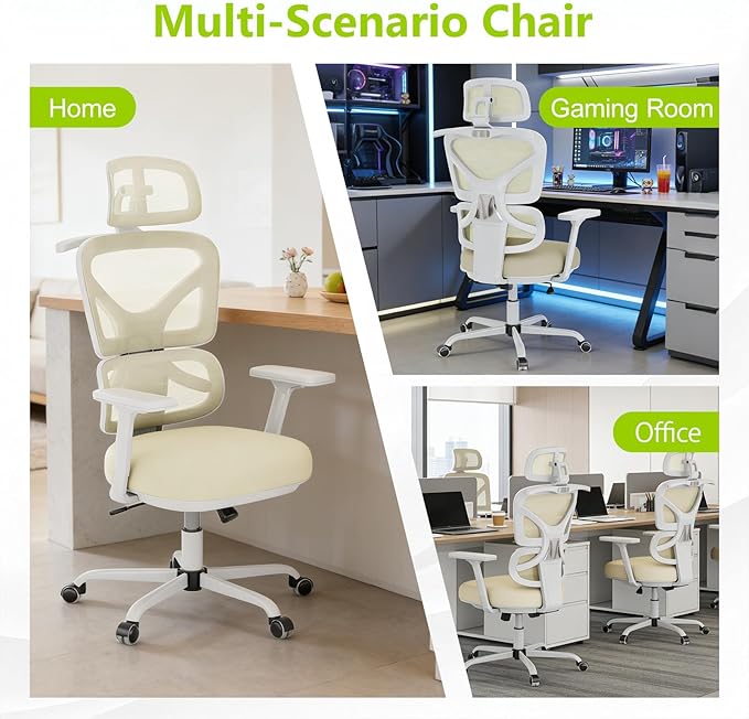 Ergonomic Office Chair Mesh Desk Chair with Lumbar Support and Headrest, High Back Computer Chair with Armrest and Tilt Lock, Home Office Desk Chairs for Men Women