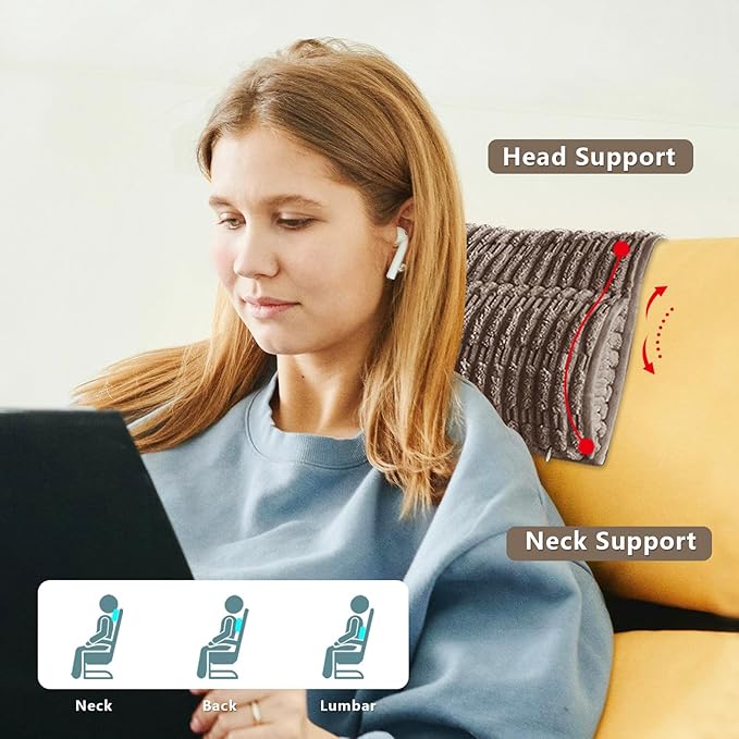 Headrest and Support Pillow,Recliner Pillow for Neck, Head, or Foot for Office or Massage Chairs, Neck Pain Relief and Cervical Support. Nonslip, Zipped Cover. (Brown, 5.5" Wx13 Lx3 H)