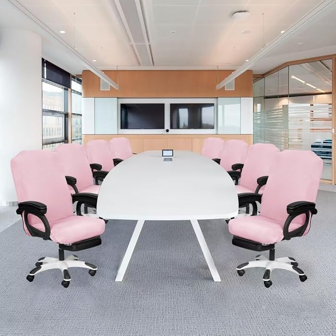 SARAFLORA 2 Pack Office Chair Covers, Stretchable Desk Chair Cover Removable Computer Chairs Cover for Office Chair with Zipper Universal Spandex Rotating Chair Cover Anti-dust Chair Slipcover,Pink