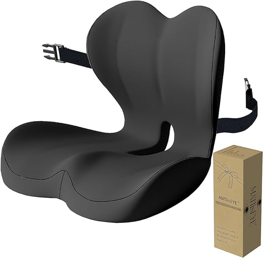 2026 Upgraded Orthopedic Memory Foam Seat Cushion with Adjustable Strap, Coccyx & Sciatica Pain Relief, Washable Non-Slip, Ergonomic Support for Office Chair, Car & Wheelchair (Dark Grey)