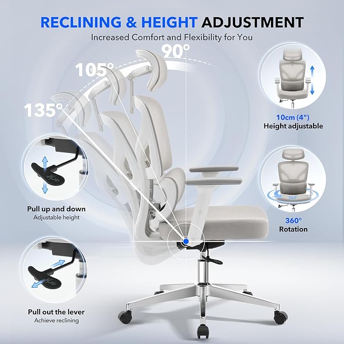 Garvee Office Chair Ergonomic Desk Chair - Home Mesh Office Desk Chair with Adjustable Lumbar Support