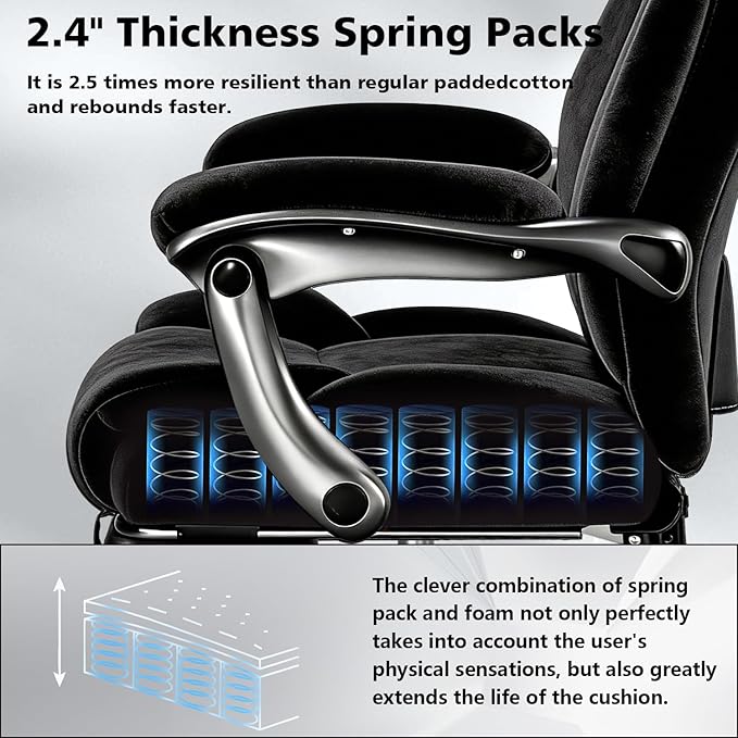WAILOR 600lbs Big and Tall Office Chair for Heavy People,Heavy Duty Comfy Executive Office Desk Chair with Adjustable Lumbar Support,High Back Reclining Fabric Computer Chair