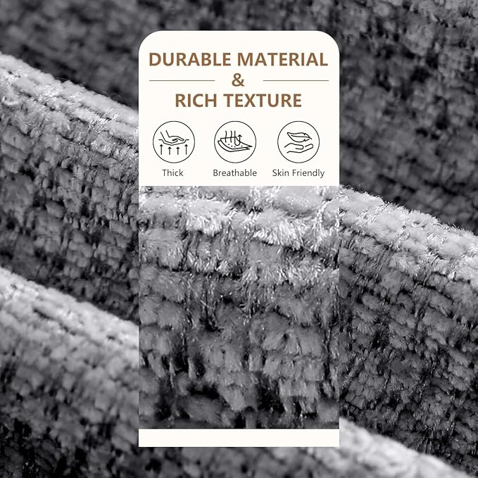 D-Shaped Chair Cushions for Dining Chairs, 2.5” Thick Chair Pads with Washable Comfortable Textured Cover, Non Slip Kitchen Chair Cushions with Ties, 16.5" x 16.5", 2 Pack, Dark Grey