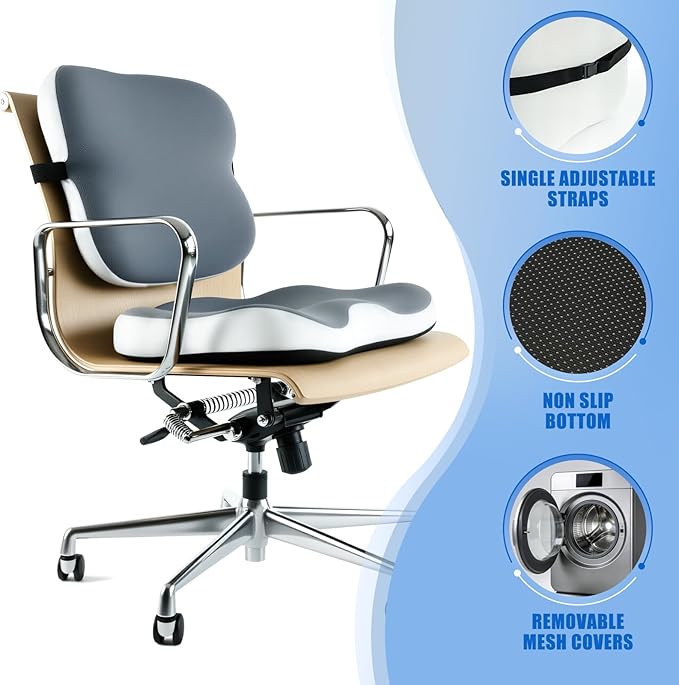 SFSFSCDF Memory Foam Comfort Seat Cushion，Lumbar Support Pillow for Sciatica & Tailbone，Office Chair Cushion，Suitable for Office，Chairs,Automobiles, Wheelchairs, Home and Office Use (Seat Cushion)