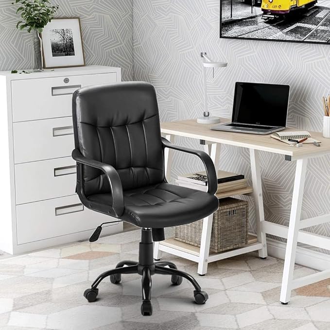Mesh Office Chair for Home, Ergonomic Swivel Desk Chair with Armrests and Castors, Breathable, Adjustable