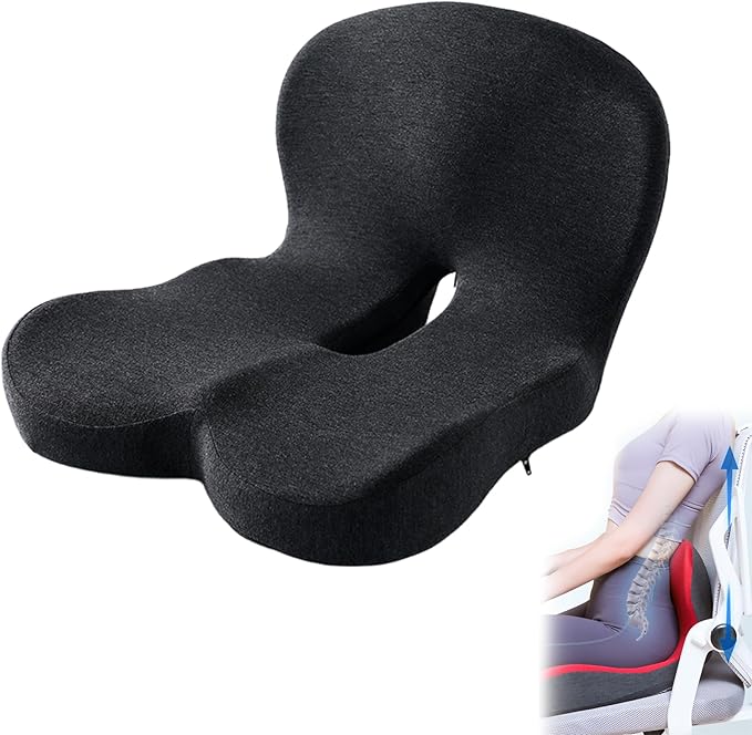 Orthopedic Cushion, Seat Cushion - Car Cushion with L Shaped Ergonomic Design, Memory Foam Seat Cushion for Office Chair, Car and Gaming Seat