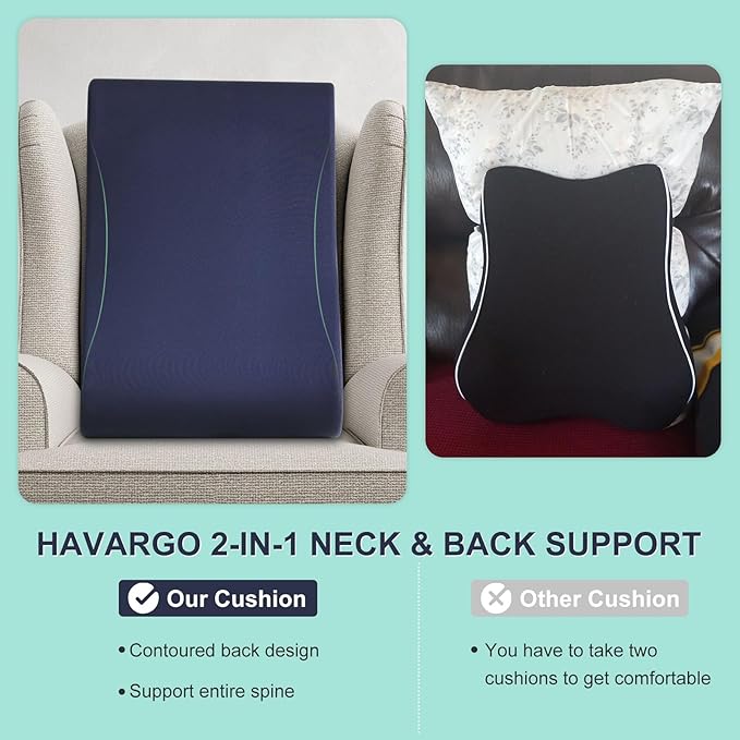 2-in-1 Neck Pillow Lumbar Support Pillow for Recliner Couch& Glider Chair - High Resilient Foam Ergonomic Back Support for High-Back Rocking Chairs, Glider Rocker Replacement Cushions Navy S
