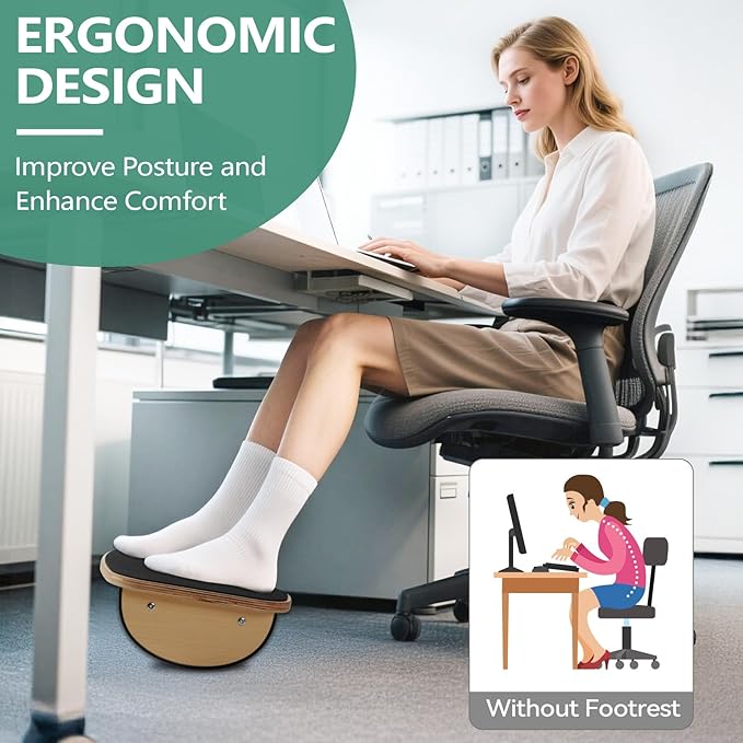 Under Desk Footrest for Office, Ergonomic Foot Rest for Under Desk at Work, Wood Foot Stool to Teacher Supplies, Student Gifts, Doctors Office Accessories