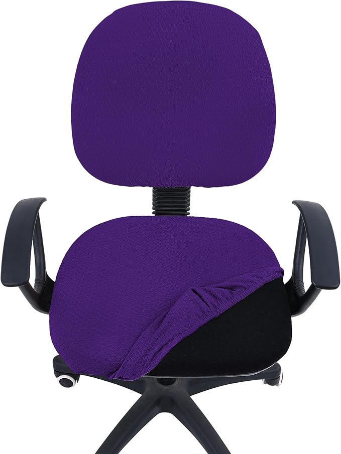 Smiry Stretch Jacquard Office Computer Chair Covers, Removable Washable Universal Desk Rotating Chair Slipcovers Protector, Seat + Backrest Cover, Violet
