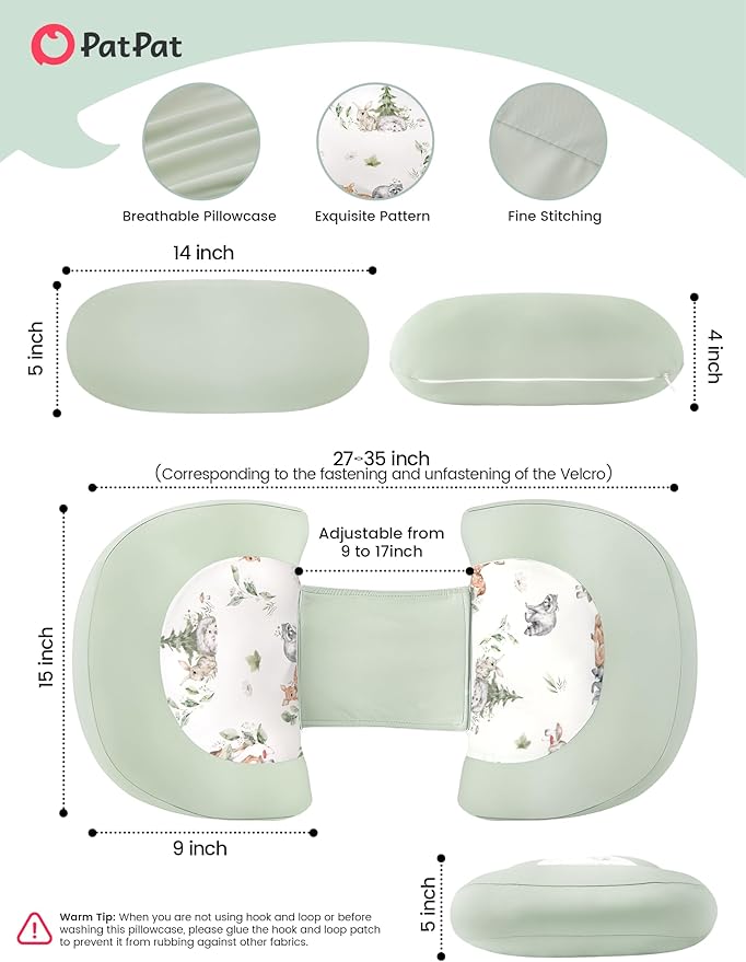 PATPAT Pregnancy Pillow for Sleeping, Maternity Pillow with Removable Cooling Cover, Support for Back, Belly and Hips, Portable Travel Wedge Pillow for Pregnant Women with Adjustable Small Pillow