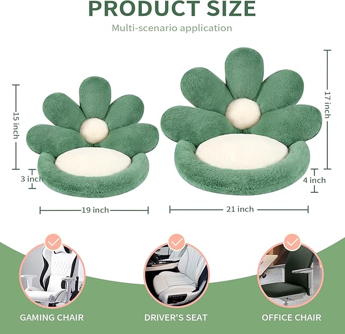 Ditucu Flower Shape Chair Pillow Cute Seat Cushion 21 inch Comfy Lazy Sofa Floor Pillows Dorm Seating for Bedroom Decor Green