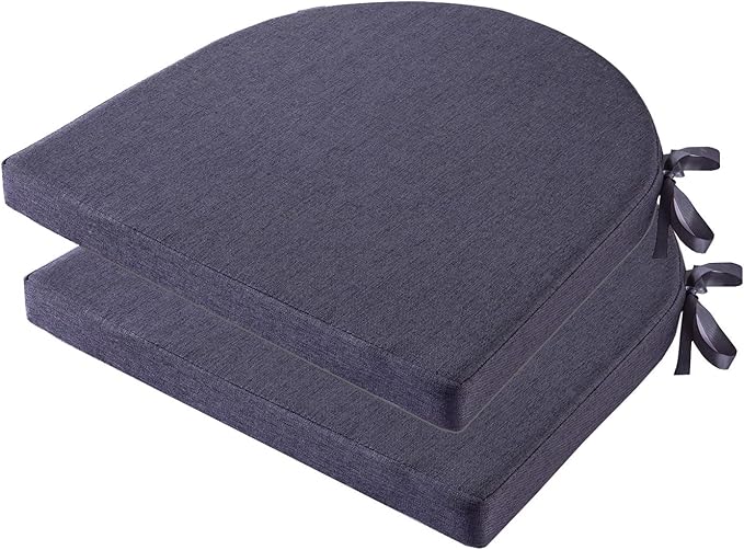 18x18 Inch Chair Pads for Dining Chairs Set of 2 with Ties Non Slip Washable Seat Cushion with Zipper Indoor Round Back Chair Cushions for Kitchen, Grey