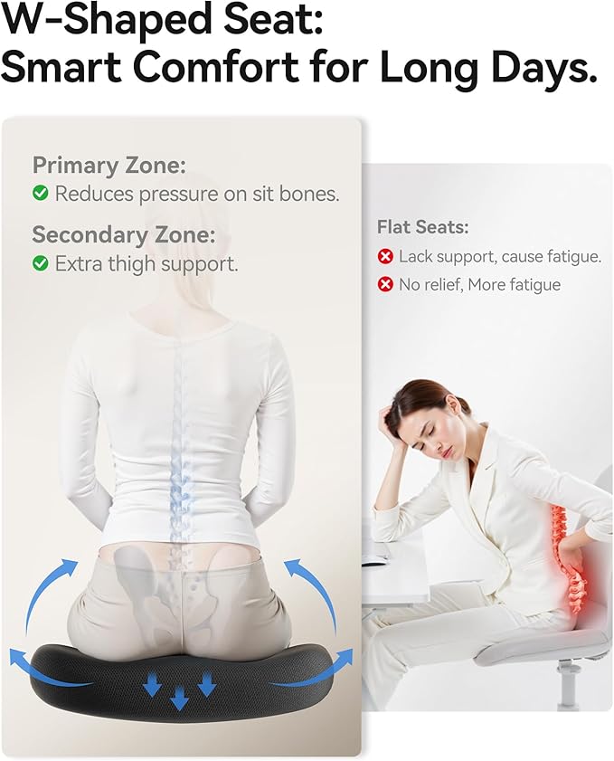 SIHOO Ergonomic Office Chair, Desk Chair with Armrests, Computer Chair with Dual Back Design and Adaptive Dynamic Lumbar Support, Dark Black