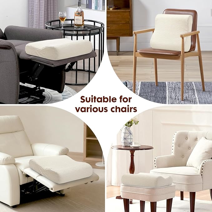 B Shape Corduroy Recliner Foot Pillow, Foam Extra Large Foot Rest Cushion with Adjustable Straps, Suitable for Bed Chair Sofa Headrest Back Lumbar Leg Support Pillow (Beige)