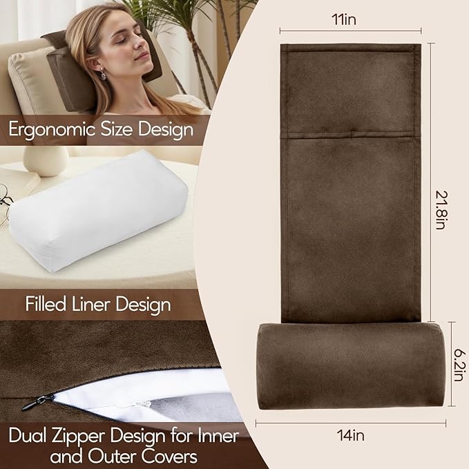 Neck Pillow for Recliner Chair, 14" Adjustable Recliner Pillow for Headrest, Soft Velvet Non-Slip Head Pillow for Recliner, Couch, Chair, Sofa